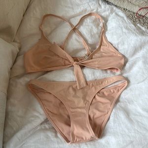 Adorable solid and striped bikini
